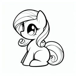 Size: 1024x1024 | Tagged: safe, ai generated, prompter:catachromatic, oc, oc only, earth pony, pony, model:dall-e 3, black and white, blank flank, dalle 3, female, lineart, mare, monochrome, solo
